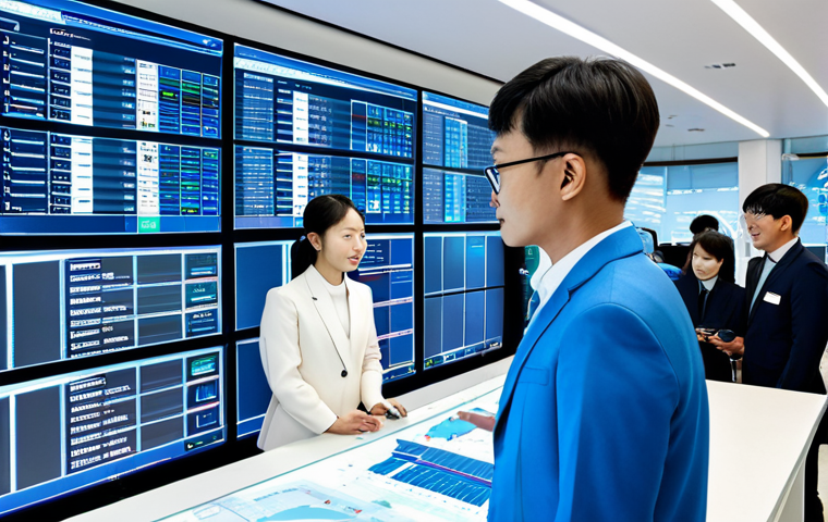 A professional image showcasing the strong partnership between Rwanda and South Korea in digital transformation. A diverse group of male and female professionals, some of Rwandan descent and some of Korean descent, are fully clothed in modern, modest business suits and professional dress. They are gathered in a bright, futuristic tech hub, collaboratively analyzing digital charts and data displayed on large transparent screens, symbolizing technological exchange and innovation in e-governance. The background features sleek architectural elements and subtle digital interfaces. Professional photography, high resolution, soft studio lighting, perfect anatomy, correct proportions, natural pose, well-formed hands, proper finger count, natural body proportions, safe for work, appropriate content, fully clothed, professional, family-friendly.