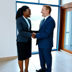 **

"A professional businesswoman in a modest business suit, shaking hands with a businessman in a modern office in Kigali, Rwanda, fully clothed, appropriate attire, safe for work, perfect anatomy, natural proportions, professional photography, high quality, family-friendly."

**
