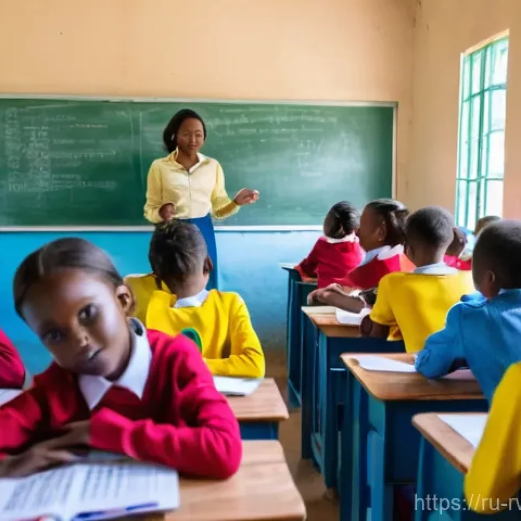 르완다 교육 정책 - **Prompt:** A vibrant and modern classroom in Rwanda, brightly lit with natural light. Diverse Rwand...