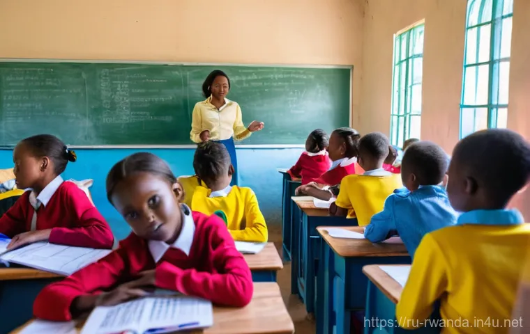 르완다 교육 정책 - **Prompt:** A vibrant and modern classroom in Rwanda, brightly lit with natural light. Diverse Rwand...