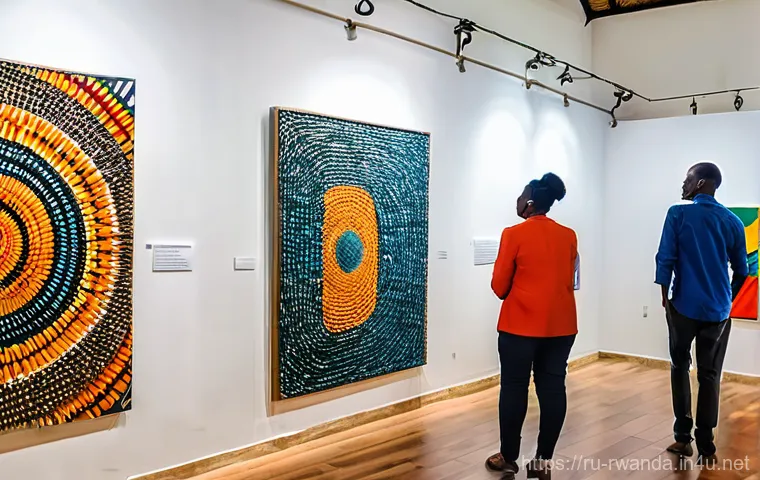 르완다에서의 지역 예술 전시 - **Bustling Kigali Craft Market**
    Prompt: "A vibrant, panoramic view of a bustling outdoor craft ...