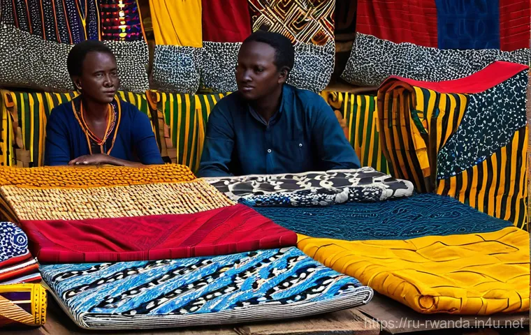르완다 전통 직물 공방 - A sophisticated, contemporary living room interior featuring a blend of minimalist design and vibran...