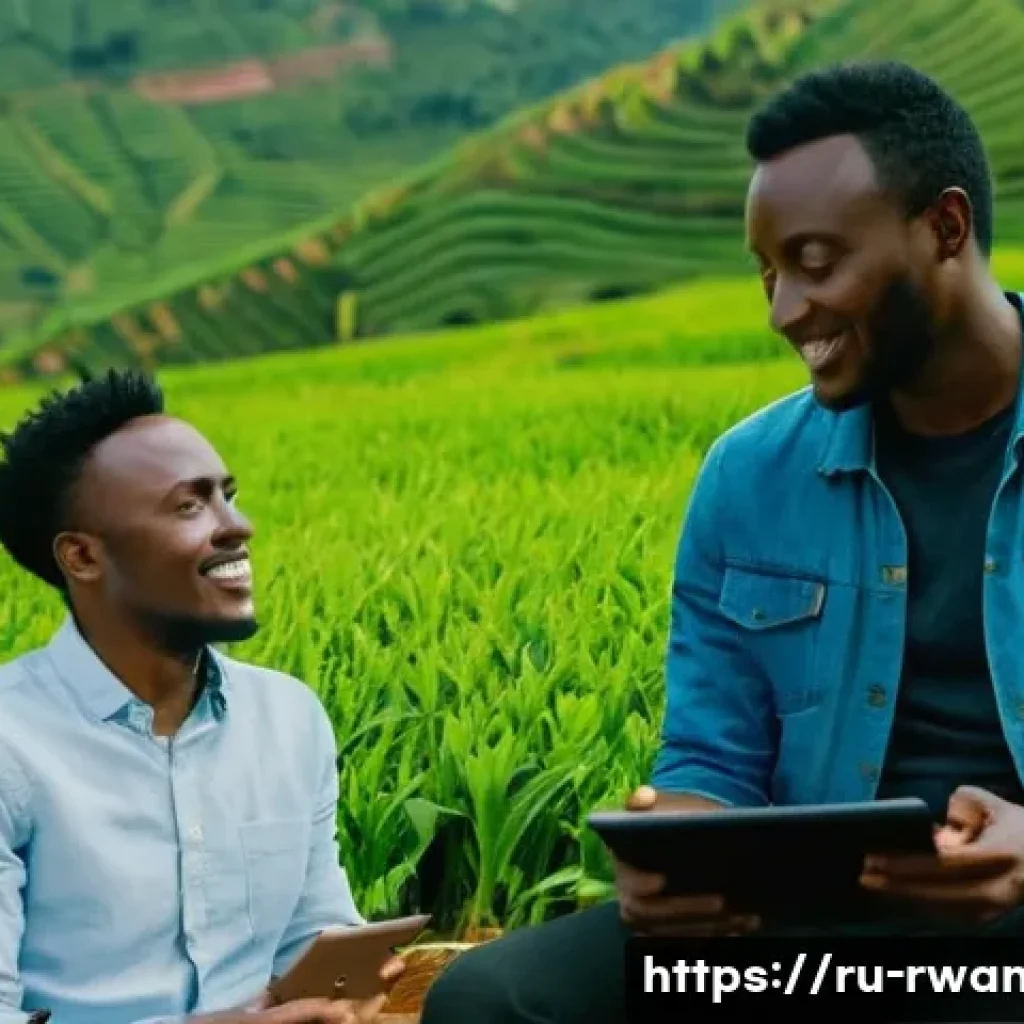 르완다 영화 산업 - A dynamic and vibrant scene featuring young Rwandan filmmakers on a modern film set. They are active...