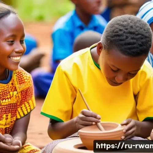 Home 30 르완다의 문화 보존 노력 - A vibrant Rwandan cultural festival scene featuring traditionally dressed artisans demonstrating anc...