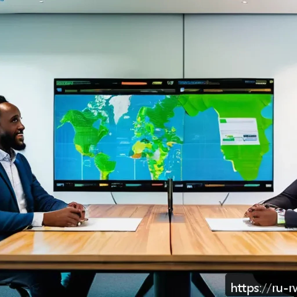 르완다와 영국의 관계 - A vibrant business meeting scene featuring British and Rwandan entrepreneurs discussing sustainable ...