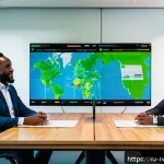 Home 21 르완다와 영국의 관계 - A vibrant business meeting scene featuring British and Rwandan entrepreneurs discussing sustainable ...