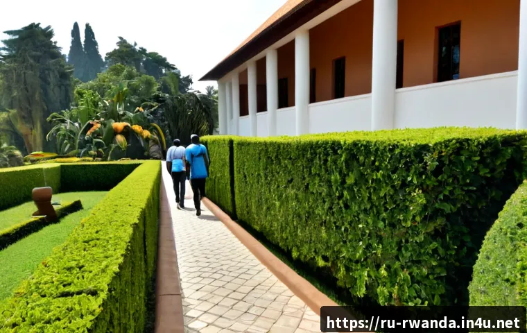 르완다의 국립 미술관 - Photorealistic exterior of the Rwanda Art Museum in Kigali, elegant historic villa with warm terraco...